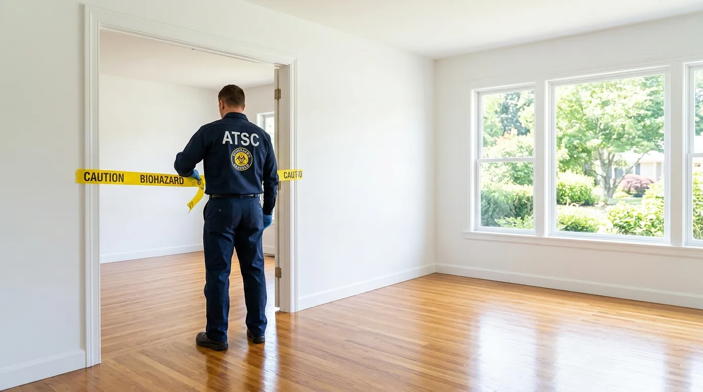 Certified biohazard cleanup crew performing Decomposition Cleanup in Forest Park